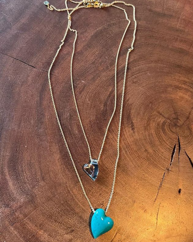 Turquoise Citrine heart necklaces