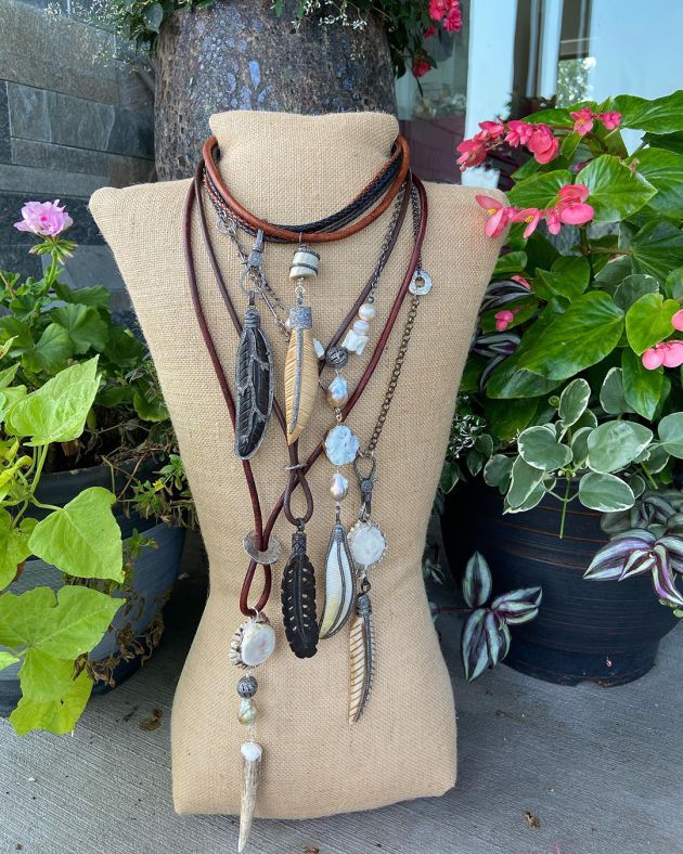Bones Feathers Antlers Diamonds necklaces